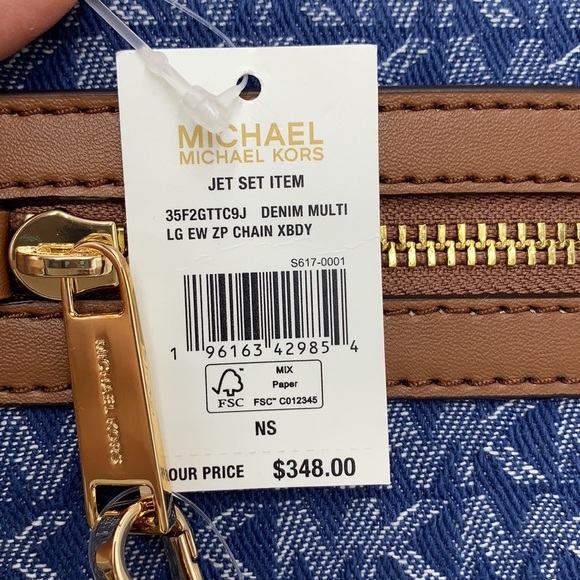 Michael Kors Jet Set Item Large East West Zip Chain Crossbody XBody 
Den… - Picture 16 of 16